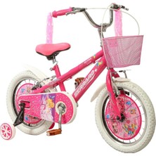 Feyza Design 16 Inç Pembe ve Beyaz Çocuk Bisikleti, Sepetli, Eğlenceli Sürüş Keyfi
