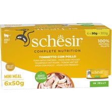 Schesir Jöle İçinde Ton Balıklı ve Tavuklu Yetişkin Kedi Konservesi 6x50gr