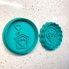 Craftelle Mutlu Yuva ve Elmas 2 Parça Set | Kurabiye Kalıbı ve Damga | Şeker Hamuru ve Pasta Süsleme