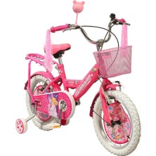 Feyza Design 16 Jant Çocuk Bisikleti Pembe Çamurluk ve Sepetli, Beyaz Tekerli