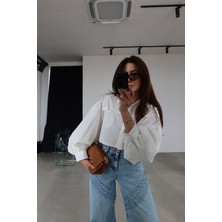 Özge Özgenç Yarasa Kol Crop Gömlek