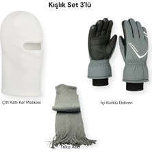 Mustran Profesyonel 3'lü Kış Seti Kar Kayak Eldiveni + Balaklava + Triko atkı (L/XL uyumlu)