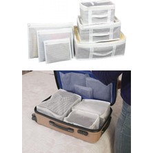 Helen's Home 6'lı Seyahat Seti Gri Çizgili Bavul Organizer Valiz Düzenleyici Kullanım Kolaylığı Sağlar