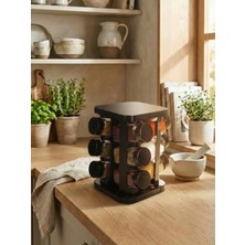 Leelahome 12'li Set Döner Standlı Kare Baharatlık 140 ml - Antrasit