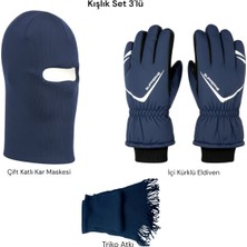 Mustran Profesyonel 3'lü Kış Seti Kar Kayak Eldiveni + Balaklava + Triko Atkı (L/xl Uyumlu)