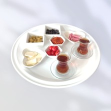 Ece Ev Modası Sini Tepsi - 48 cm Büyük Boy Metal Çay Tepsisi Kahve Tepsisi Sunum Kahvaltı Tepsisi