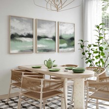 Pam Studio Yeşil Gri Tonlarında Soyut 3’lü Tablo Seti – Modern Minimal Duvar Dekoru