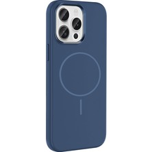 Gpack iPhone 15 Pro Max Uyumlu Kılıf Edi Silikon M-Safe Şarj Özellikli Lacivert