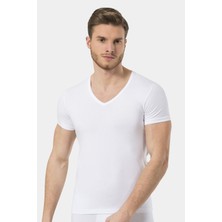 Cacharel Türen Erkek V Yaka Likrali T-Shirt