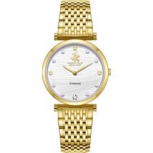 Beverly Hills Polo Club Kadın Kol Saati Beyaz Kadran Gold Kordon 5 Atm