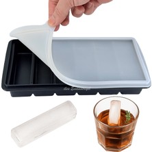 Trailx Premium Silikon Çubuk Buz Kalıbı 6 Bölmeli, Kapaklı Siyah