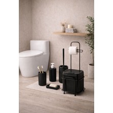 Decorev 6'lı Kare Banyo WC Seti Siyah 5 Litre Çöp Kovası Dayanıklı ve Şık Tasarım
