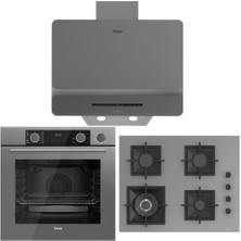 Ferre Gri Ankastre Set (D082-SA - SC408-WFA 65 cm - XE64CPR Fryart Steam Airfry & Buhar Destekli)