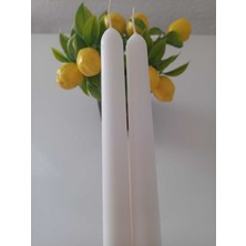 PremiumPort 2'li Beyaz Soya Mumu Seti, Vanilya Kokulu, Uzun Çubuk, Dekoratif Şamdan