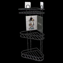 3 Katlı  Siyah Metal Köşe Rafı (4887)