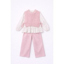 Bambino Gömlekli Bağcık Detaylı Triko Yelekli ve Pantolon 3’lü Takım