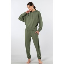 Türen Kadin Kapüsonlu Jogger Esofman Takimi 3609/Yeşil