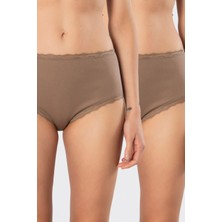 Türen Kadin Likrali Ribana Dantelli Yüksel Bel Külot 2'li Paket