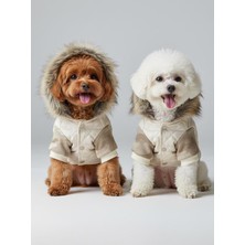 Kemique Creamy Camo Kamuflaj Desenli Krem Rengi Köpek Montu Kışlık Ceket