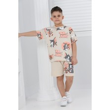 Buufuu Unisex Tom&jery Baskılı Kısa Kollu Şortlu Ikili Takım
