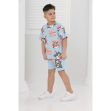 Buufuu Unisex Tom&jery Baskılı Kısa Kollu Şortlu Ikili Takım
