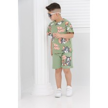 Buufuu Unisex Tom&jery Baskılı Kısa Kollu Şortlu Ikili Takım