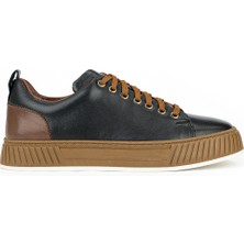 Ziya, Erkek Hakiki Deri Günlük Sneaker 161983Z870 Siyah