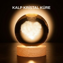 AriaTech Romantik Kalpli Kristal Cam Küre Usb’li Işıklı Dekoratif Obje - Lisinya
