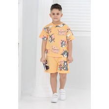 Buufuu Unisex Tom&jery Baskılı Kısa Kollu Şortlu Ikili Takım