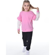 Buufuu Kol Fırfır Detaylı %100 Pamuk Uzun Kol Kız Çocuk Alt Üst Takım