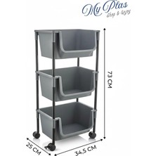Myplas 3 Katlı Tekerlekli Organizer Raf Modern Portratif Kiler Düzenleyici Sepet,mutfak Rafı,oyuncak Dolabı