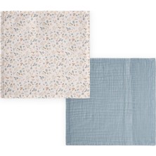 Cigit Ikili Müslin Ağız Bezi 25X25 cm Mint Yeşili,çiçek Baskılı