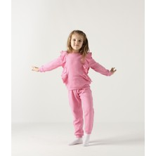 Buufuu Kışlık Kalın Pamuk Fırfır Detaylı Kız Çocuk Alt Üst Takım