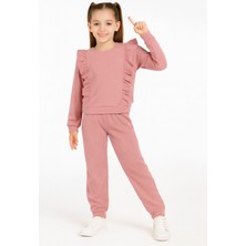 Buufuu Fırfırlı Pamuklu Uzun Kollu Alt Üst Ikili Kız Çocuk Takım