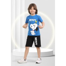 Buufuu Snopy Baskılı Erkek Çocuk Kısa Kol Yazlık Şortlu Alt Üst Takım