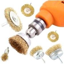 Rigour 6 Parça Pimli Matkap Tel Fırça Seti Saçaklı Fırça (38MM+50MM+75MM+100MM) Dairesel +25MM KALEM+75MM