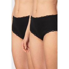 Türen Kadin Likrali Ribana Dantelli Yüksel Bel Külot 2'li Paket