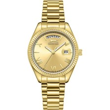 Slazenger Kadın Kol Saati – Altın Kordon, Altın Kadran, 3 Atm, Mineral Cam