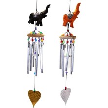 Eco Lounge Üstü Ahşap Altı Metal Filli Rüzgar Çanı