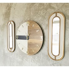 PremiumPort Açık Gri ve Siyah Çerçeveli Ahşap ve Plexi Duvar Saati 40X38 cm