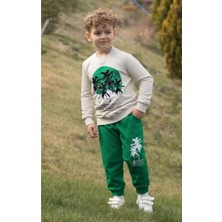 Buufuu Tropical  Baskılı Uzun Kollu Lastikli Bel Cepli  Unisex Çocuk Alt Üst Takım