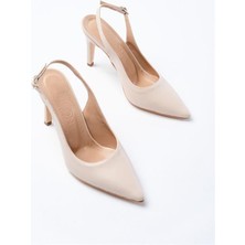 Sibel Gürel ST-1153 Bej Günlük Arkası Açık 9 cm Topuklu Kadın Ayakkabı