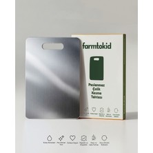 Farmtokid Paslanmaz Çelik Kesme Tahtası  20X30CM 304 Kalite - Avantajlı Outlet