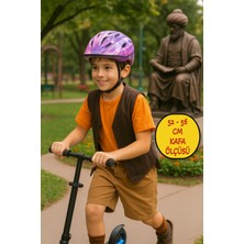 Feyza Design Mor Desenli Koruyucu Kask, Bisiklet, Kaykay ve Paten Için (52-56 Cm)