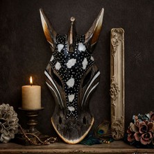 Uretti - Okay 5711 8372 Benekli At Kafası Mask Ahşap Duvar Dekoru / 30 cm