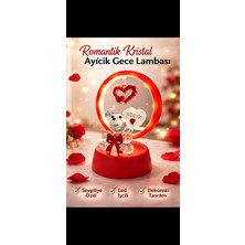 Romantik Kristal Ayıcık LED Işıklı Gece Lambası – Sevgiliye Özel Dekoratif Hediyelik