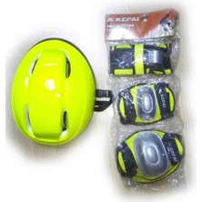 Top Rock Store Sarı Kask Dizlik Dirseklik Eldiven Koruyucu Set