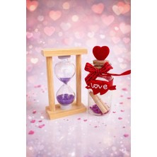 Sevgiliye Özel Dekoratif Set – Kum Saati ve Sevgi Mesajlı Şişe Hediyelik