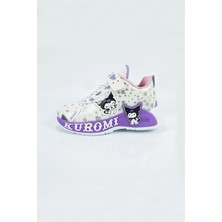 Aktaş Ayakkabı Çocuk Kız Beyaz Lila Çizgi Film Karakterli Ortopedik Cırtlı Spor Ayakkabı