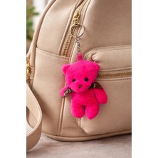 Pembe Peluş Ayıcık Anahtarlık – Çanta & Anahtar Aksesuarı, Sevimli Love Detaylı